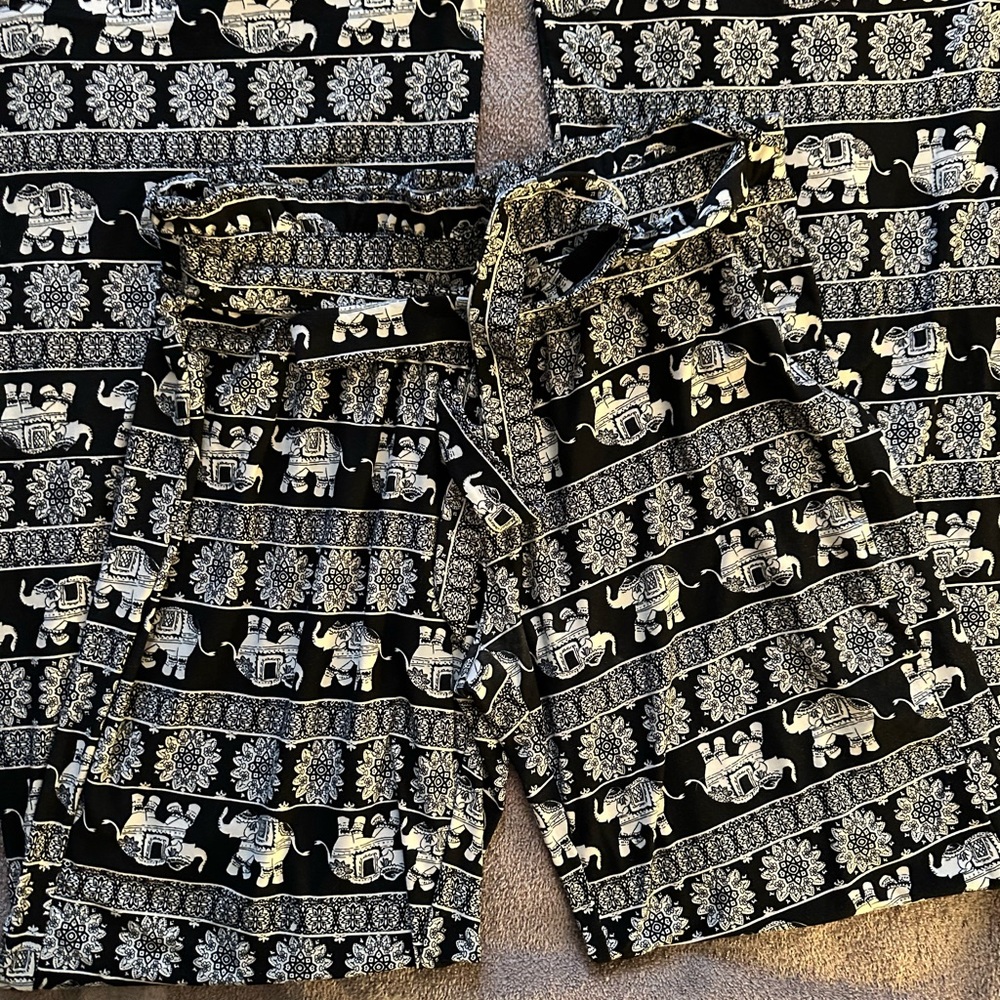 Elephant Print Pink Republic Bottoms - Black and White